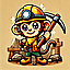 MineMonkeys logo, a monkey wearing a mining hat and holding a pickaxe